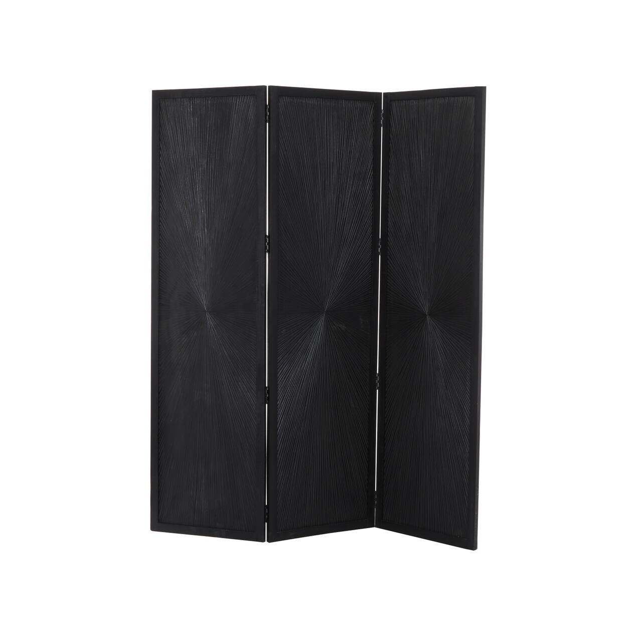 Black Mango Wood Contemporary Room Divider Screen, 70" x 59"